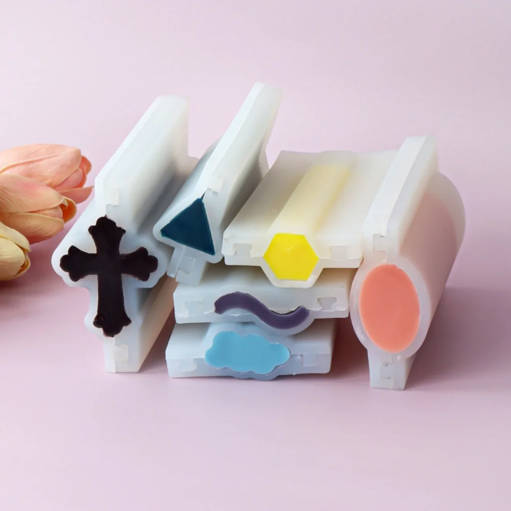 Heart-shaped Crucifix Cloud Moon Star Silicone Soap Mold DIY Handmade Flower Round Triangle Candle Crafts Tube Mould