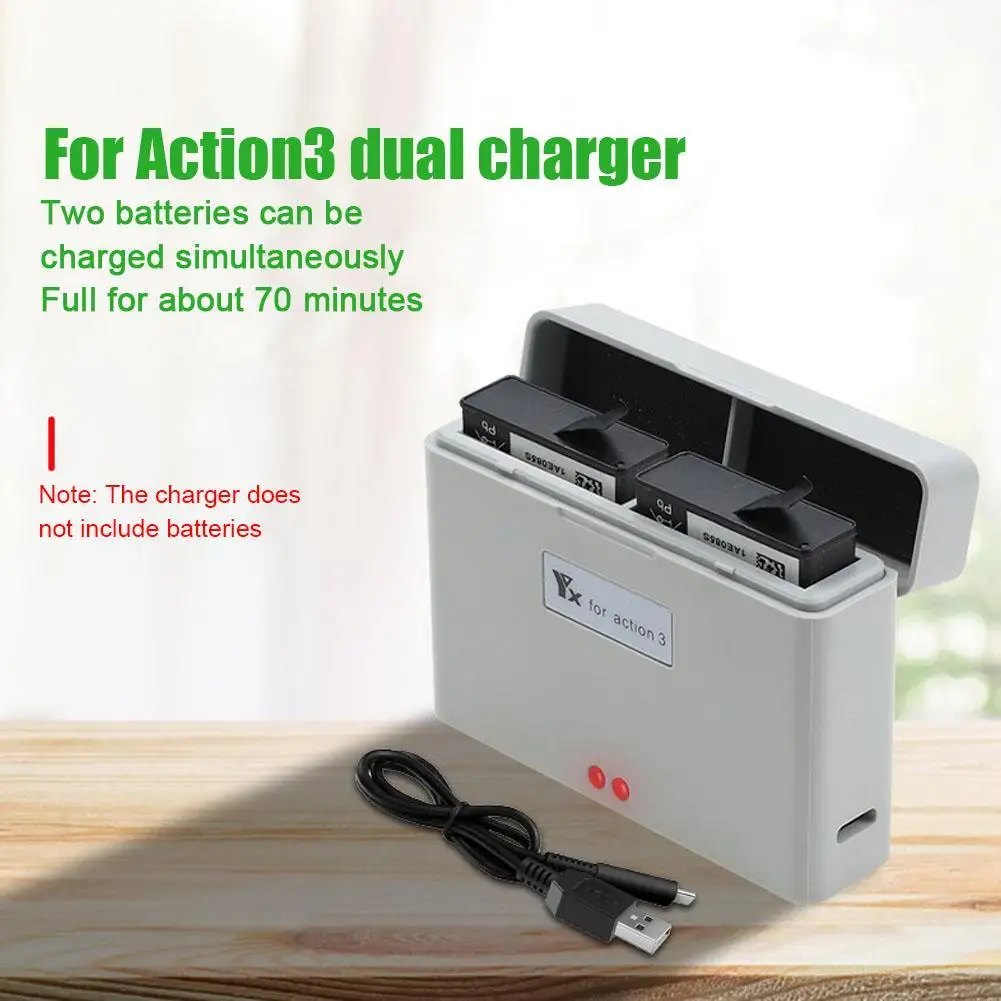 

Зарядное устройство 2 в 1 для Dji Action3 Dual Battery Manager, быстрая зарядка, хранилище, поддержка нескольких зарядных устройств, аксессуары