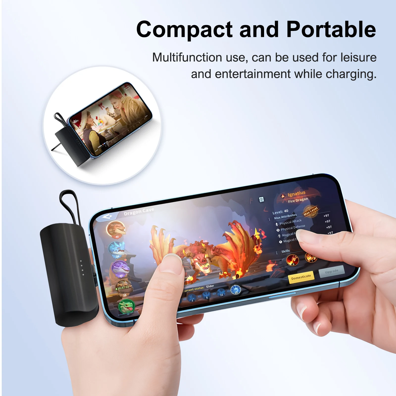 Mini Power Bank Portable 4500mAh Power Phone Charger Capsule Dual USB-C Ports For IPhone16/ 15/15 plus/15 pro/15 pro Max/Android 2