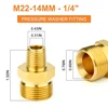 Brass Pressure Washer Coupling Adapter M22-14mm Male to 3/8 and 1/4 Connector M22 Pressure Washer Hose Adapter Fitting 4500 PSI 2
