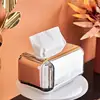 Luxury Golden Tissue Boxes Storage Napkin Holder Paper Case Organizer Ornament Craft Desktop Tissue Holder Kitchen Tissue Box 4
