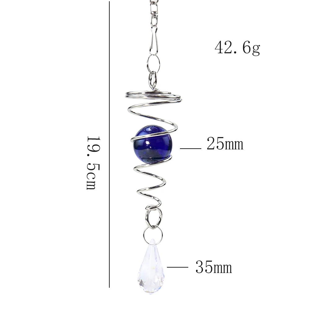 Rotating Spiral Tail Wind Spinner Chimes Crystal Glass Ball Pendant Pendulum Garden Nursery Window Hanging XMS Tree Decorations