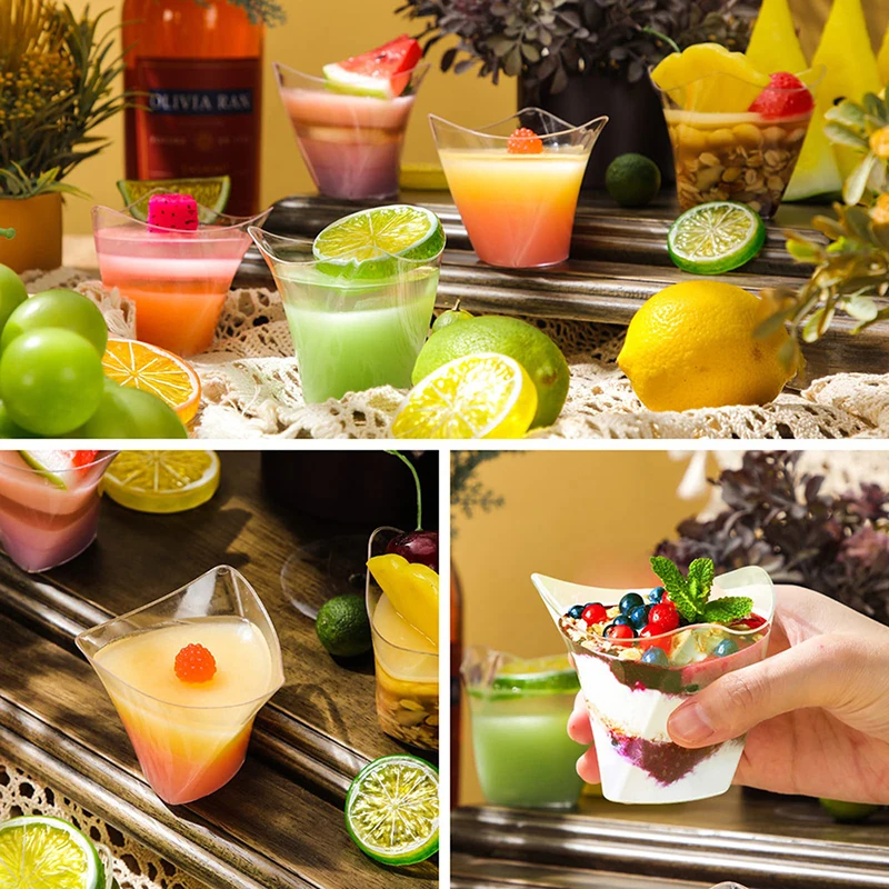 Description Picture 6 of item10Pcs 100ML Disposable Plastic Dessert Cups Birthday Transparent Party Ice Cream Home Christmas