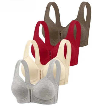 Reggiseno Bralette da Donna Senza Cuciture con Chiusura Frontale, Push-up, Senza Ferretto, Copertura Completa, Comodo, con Coppe Fisse, Stile Tinta Unita