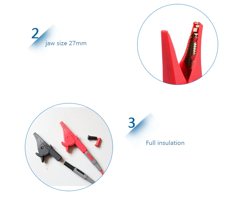 UNI-T UT-C04A Durchsteck-Krokodilklemmen 27mm Bananenstecker Isolierte Krokodilklemmen für Multimeter-Messleitungen – Detail 4