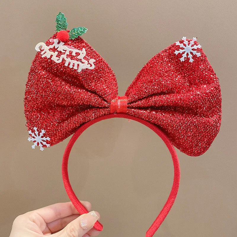 Christmas Headdress Headband Girls Reindeer Bow Headband Funny Festive Accessories Hairpins Christmas Festival Party Cosplay