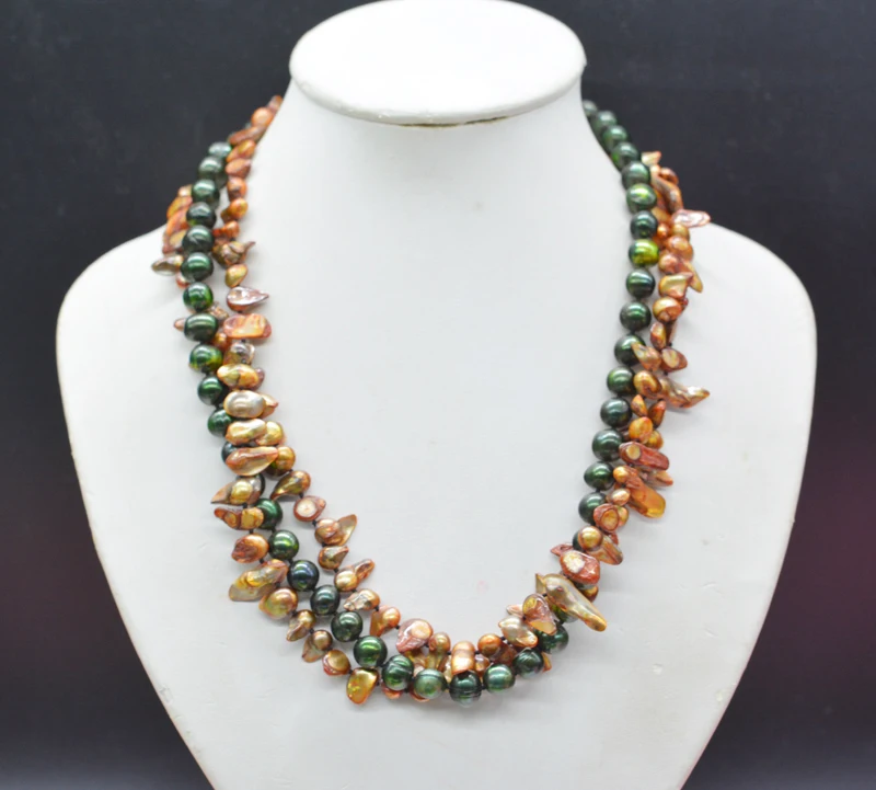 

the last one. 3 strands, classic natural baroque pearl necklace 20"