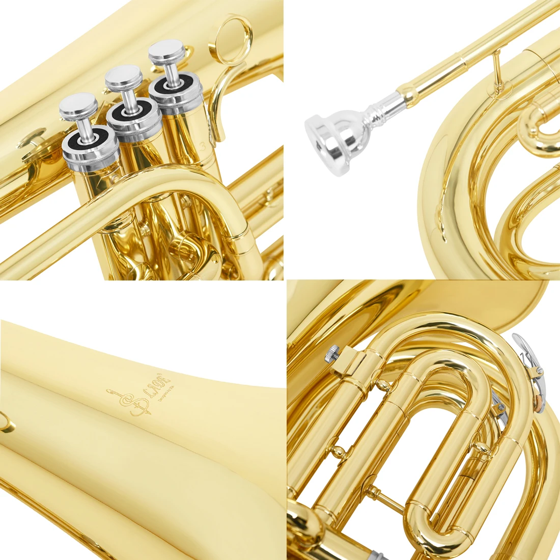 SLADE Bb Key Marching Number Gold Marching Tenor Horn with Standing Keys with Bag Cloth Glove Accessories Brass Instruments