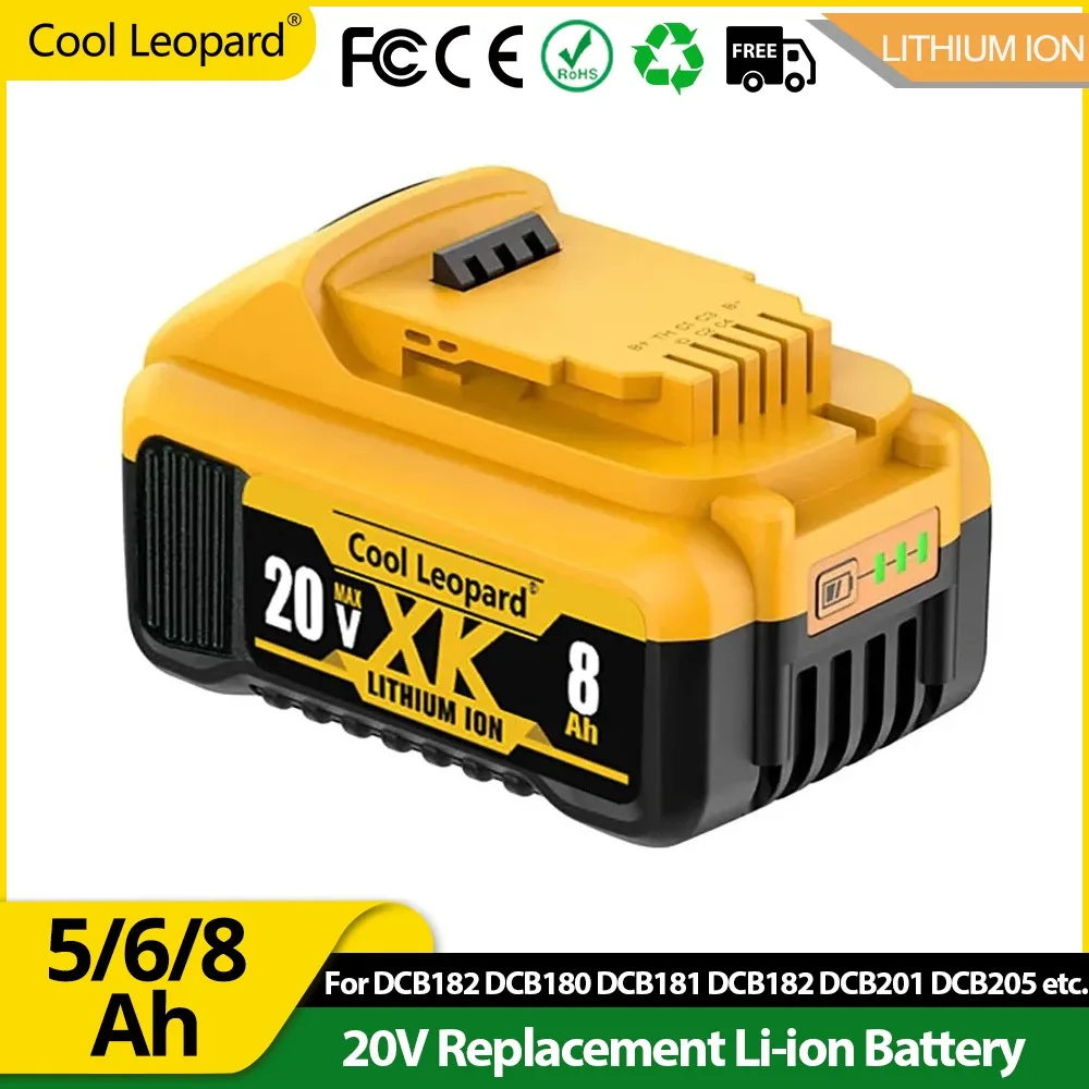 

For Dewalt Battery 20V 5/6/8Ah Replacement Battery DCB200 DCB205 DCB201 DCB205 DCB204-2 DCB206 Power Tool Battery For Dewalt New