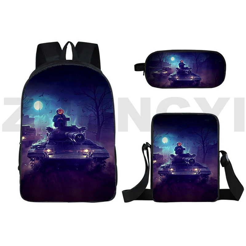 Hot Game Gerand Tanks Zaini 3 In 1 Bambini World Of Tanks Book Bag 3D War Thunder Cartoon Printing Crossbody Bags For Men