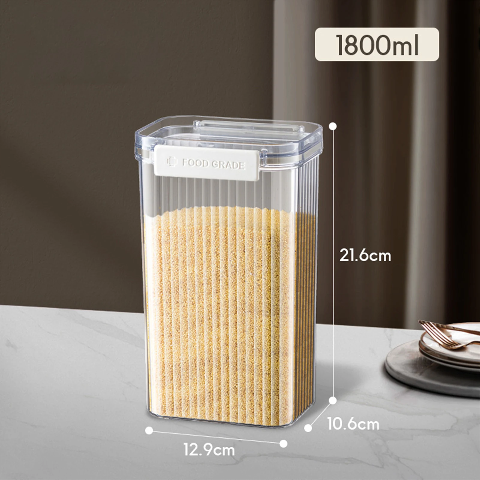 SUMDUINO Food Storage Containers Transparent Miscellaneous Grains Barley  Noodle Storage Jar Nut Candy Dry Storage Jar Square Transparent Buckle Dry