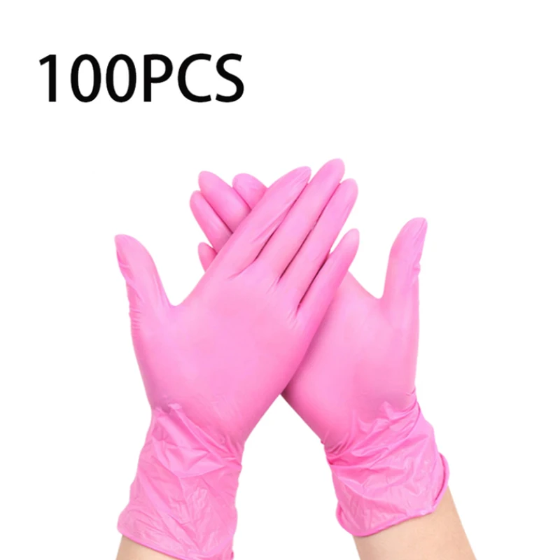 Pink disposable gloves deals