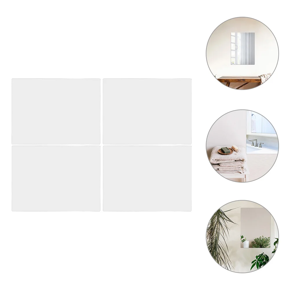 

4pcs Living Room Acrylic Mirror Self-adhesive Wall Mirror Adhesive Wall Paper Acrylic Mirror