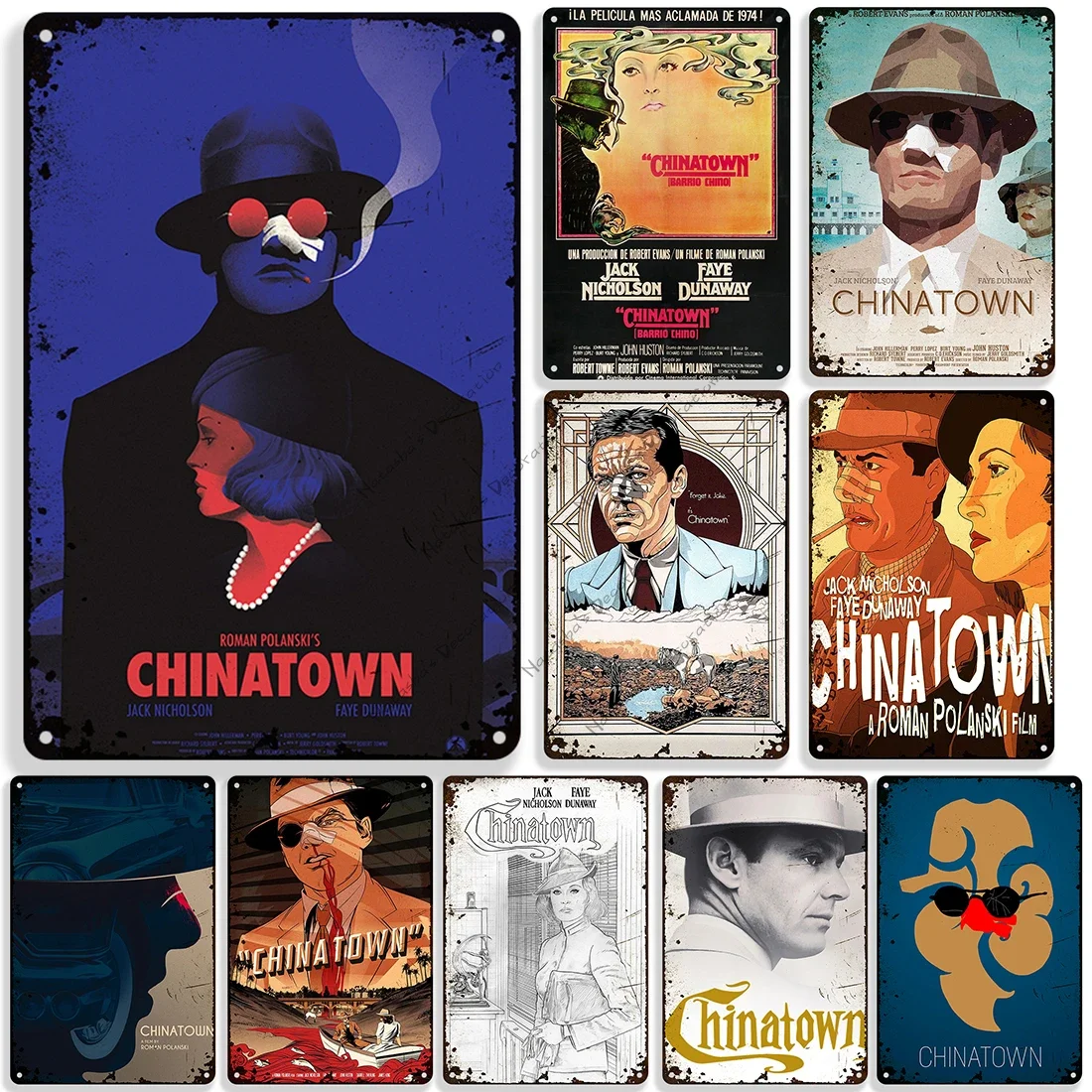 

1974 г., старые фильмы Chinatown, декоративная пластина, металлическая пластина для бара, гаража, металлические знаки для кафе, промышленный Декор