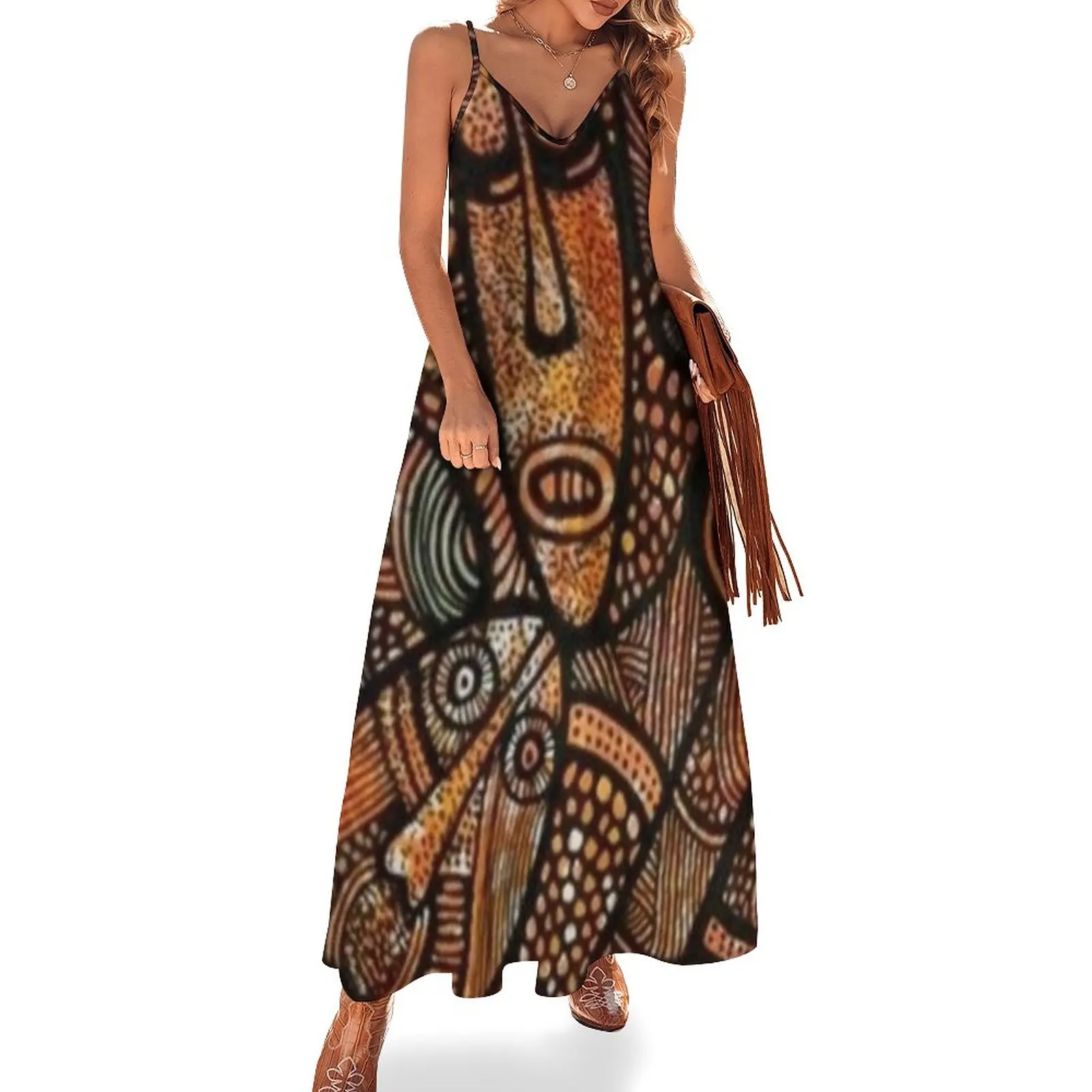 

Африканский Племенной дизайн платье без рукавов женское вечернее платье 2024 роскошное платье женское длинное