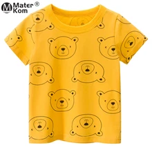 

Girls Cartoon Bear Printing T Shirts Casual Short-Sleeved Tops Cotton Tees Summer Kids Clothes Clothing for Children Size 2T-7T