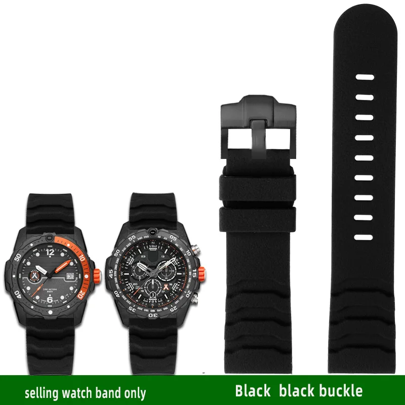 thumbnail image 1 of Correa de reloj de goma negra y naranja de 24 mm para hombre, correa de silicona Luminox 3749/3141, correa de reloj para Casio PRG-600/650Y 5571 PRW-6600, 1 of 5