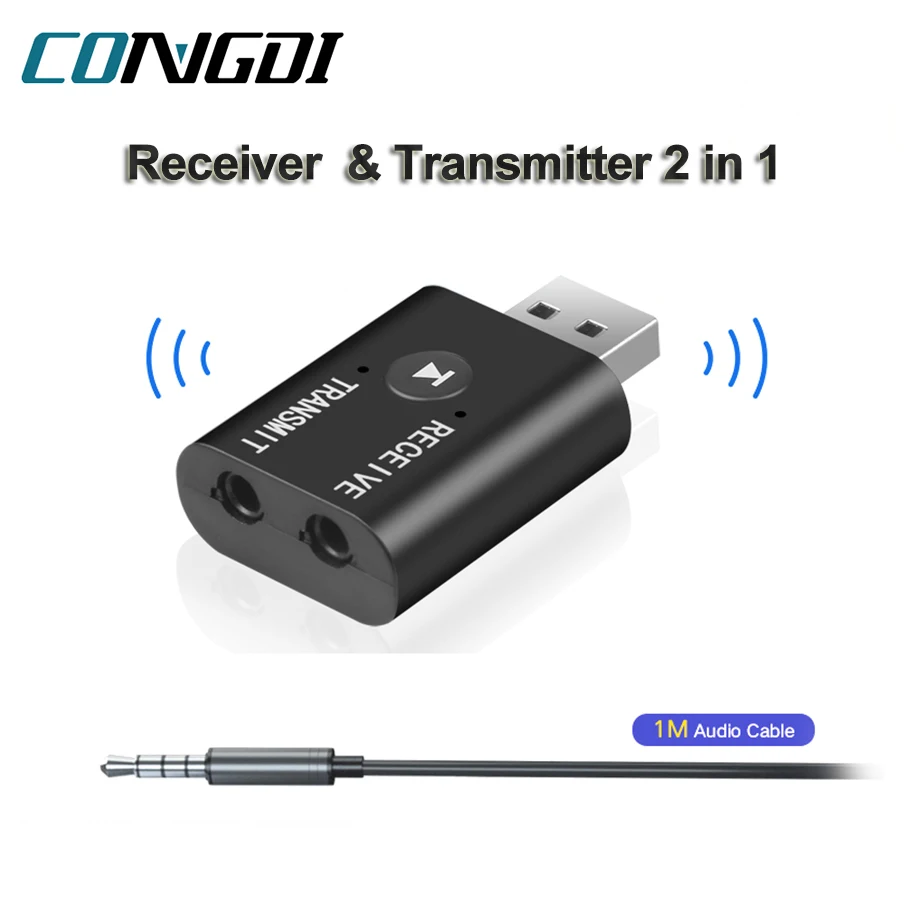 Generic 2En1 Adaptateur Bluetooth 5.0 Récepteur Bluetooth Transmetteur  Audio Avec AUX 3,5 Mm Pour TV MP3 PC - Prix pas cher
