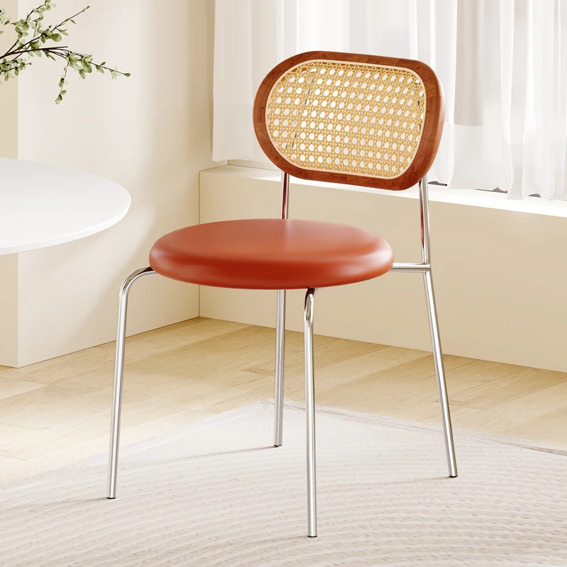 

French Vintage Dining Chairs Rattan Hotel Backrest Wooden Comforts Design Dining Chairs Muebles Hogar Home Furniture QF50DC