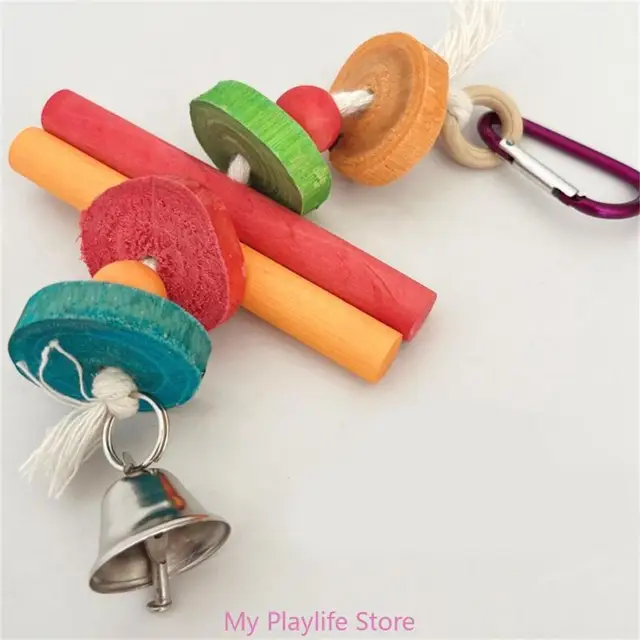 Bird Toy Colorful Parrot Chew Toy for Boredom Relief, Durable Wooden Sticks and Blocks for Bird Cage Entertainment 3