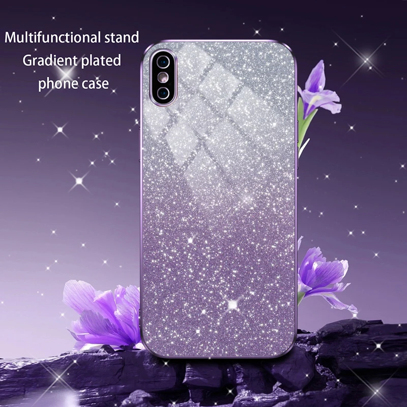 Bling Luxury Electroplate Glitter Shockproof Phone Case with Soft Bumper and Clear Back Cover