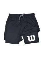 Men's two-in-one shorts; two-layer sports shorts; gym workout training and running shorts for men's clothing.