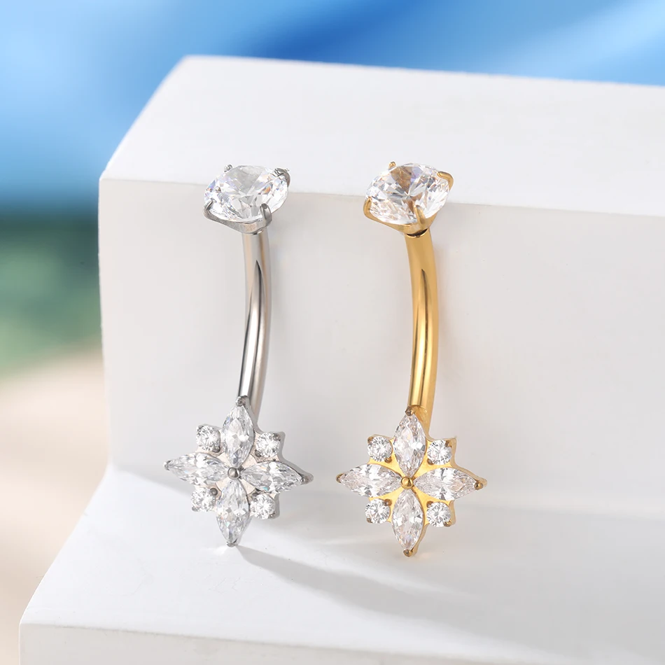 1 Stück Titan Zirkon Bauchnabelpiercing Innengewinde Bauchnabelpiercing Ombligo Piercing Schmuck 14G – Detail 5