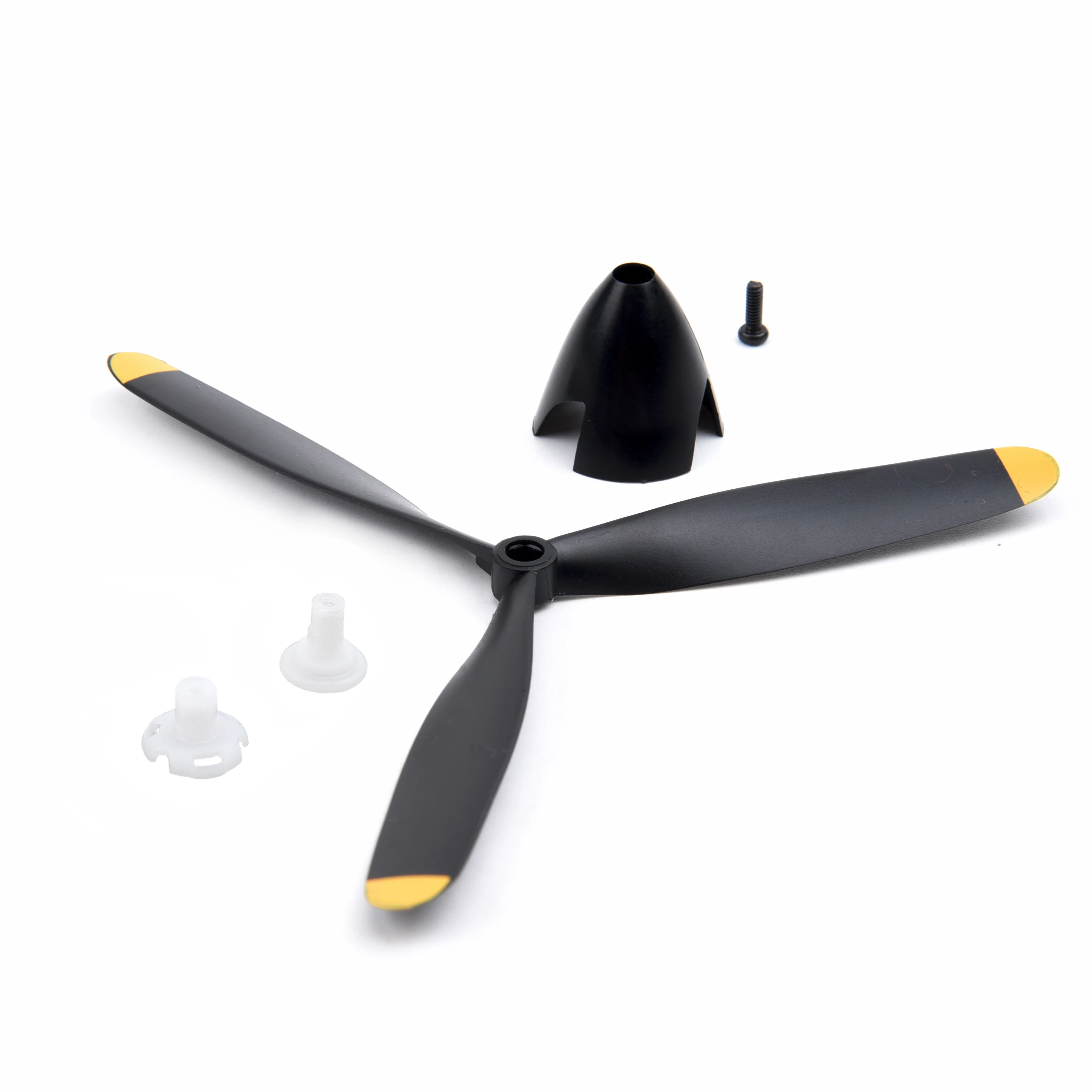 Paquet de 4 hélices de drone course rouges, vue de dessus montrant le design aérodynamique