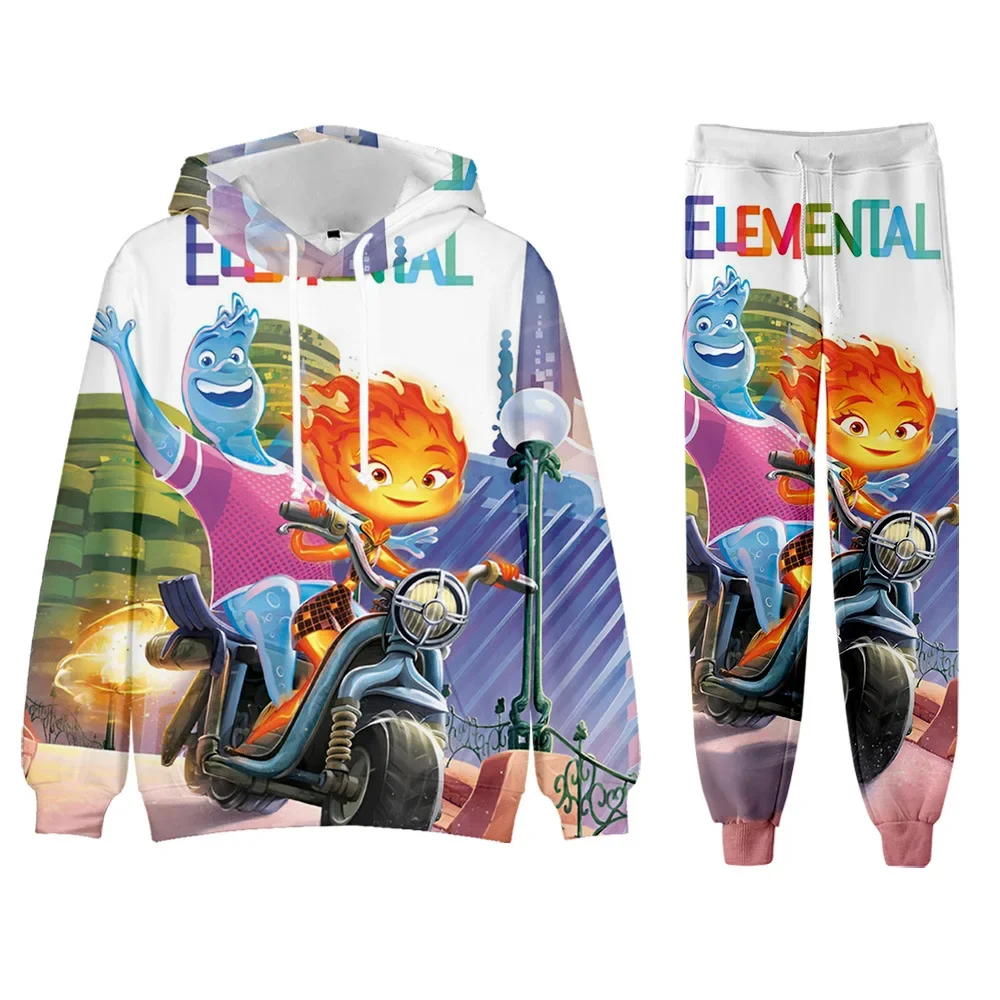 

2PC Disney Elemental Peripheral Animation Digital Printing Hooded Sweatshirt Leggings and Pants Best Gift for Children