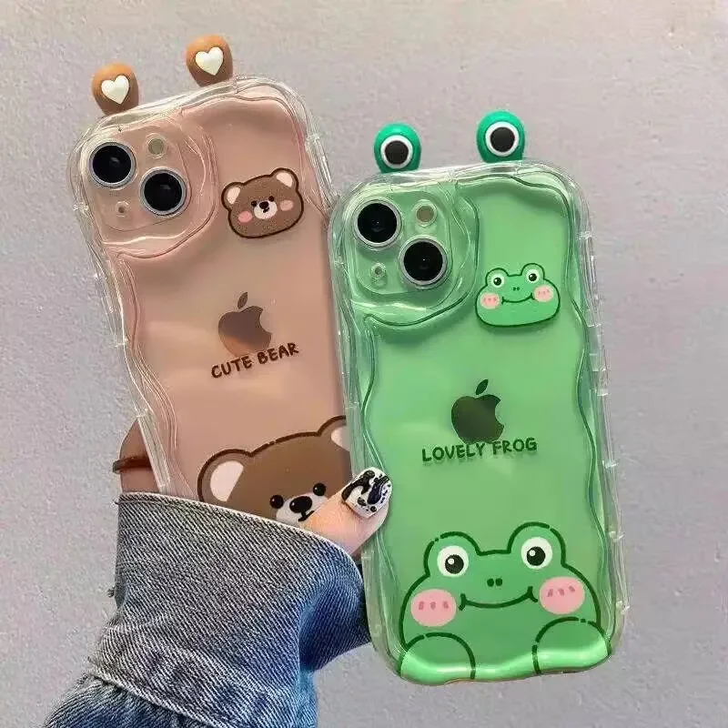 Pink Cat and Panda 3D Ears Cartoon Soft Phone Case