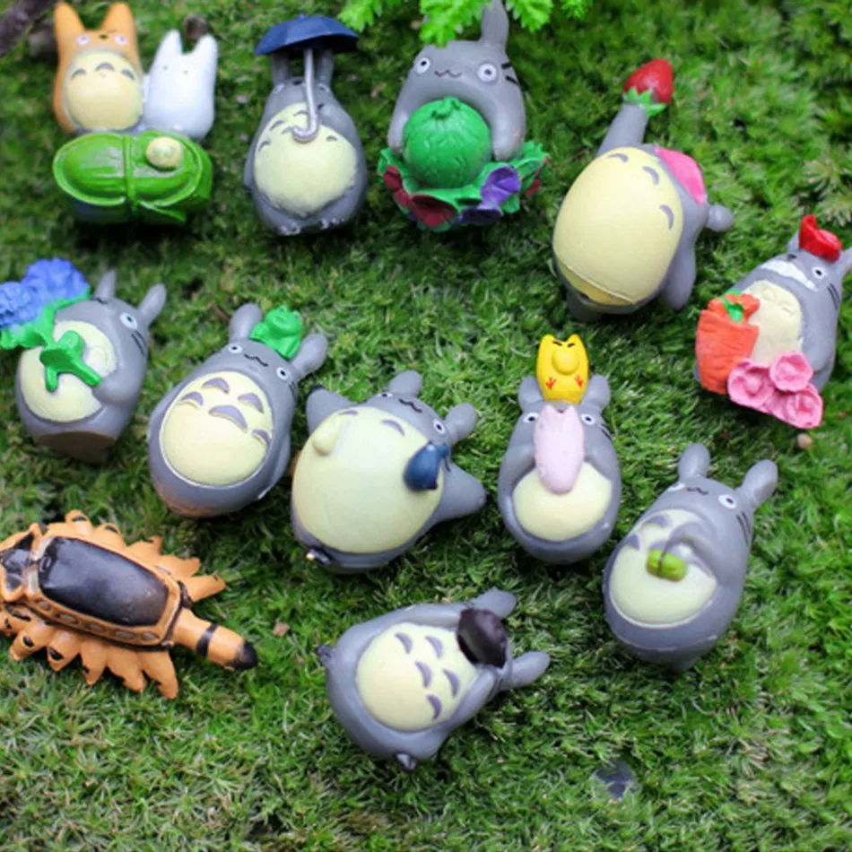 Set of 5-12 Cute Cartoon Totoro Mini Statues - Room Ornaments and Collectible Figurines