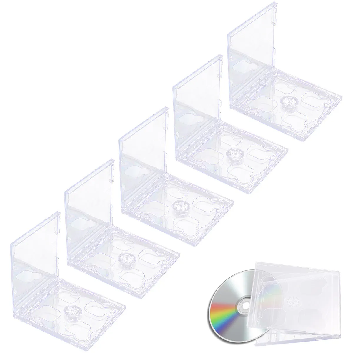 5Pcs Cd 보석 케이스 표준 듀얼 디스크 투명 플라스틱 보관 홀더 휴대용 투명 Cd 패키지 디스크 미디어 비디오 보관 케이스