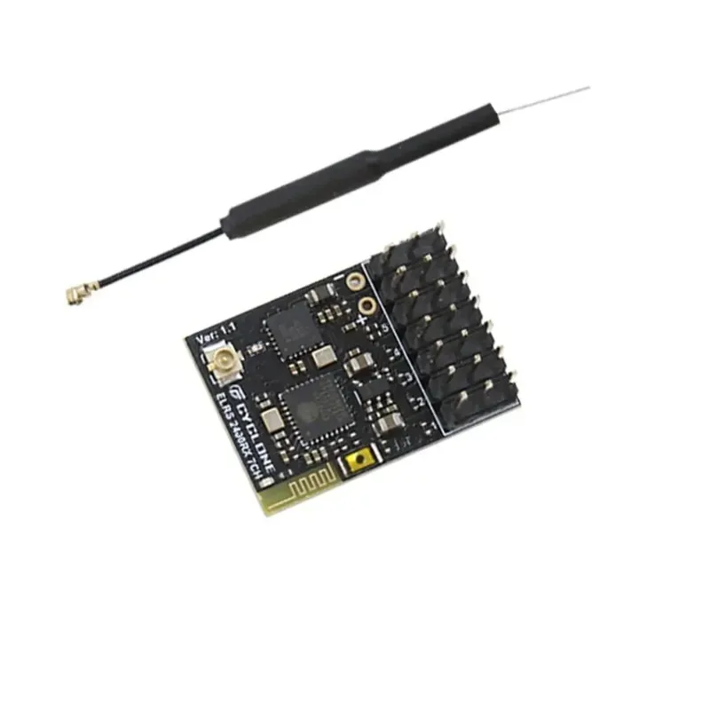 Côté du récepteur ELRS 2.4G PWM 7CH avec variomètre pour planeur, ports étiquetés