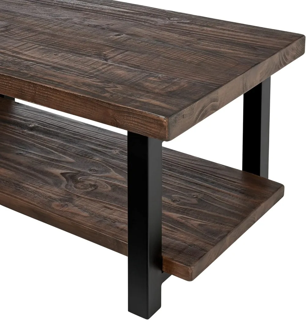 Alaterre Furniture Pomona Rustic Industrial Modern Vintage Metal and Solid Wood Coffee Table, Easy Assembly - Image 5