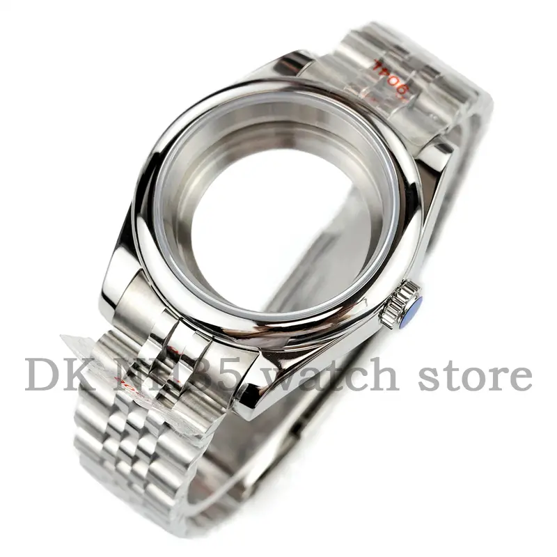 36mm Silver Solid 316L Stainless Steel Watch Case And Jubilee Bracelet For Seiko NH35 NH36 Movement 28.5mm Dial Datejust Case - Image 12