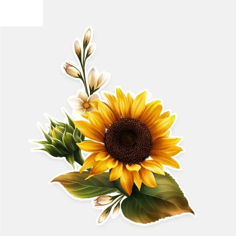 

13cm Sunflower Decor Flowers Car Accessories Rear Window Stickers on Motorcycle Products Sticker Cover Scratches Cute, Stylish,