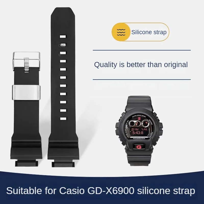 

Waterproof Rubber Watch Strap With Substitute Large Three Eye GD-X6900 Series Convex Interface Silicone Watchband 16mm