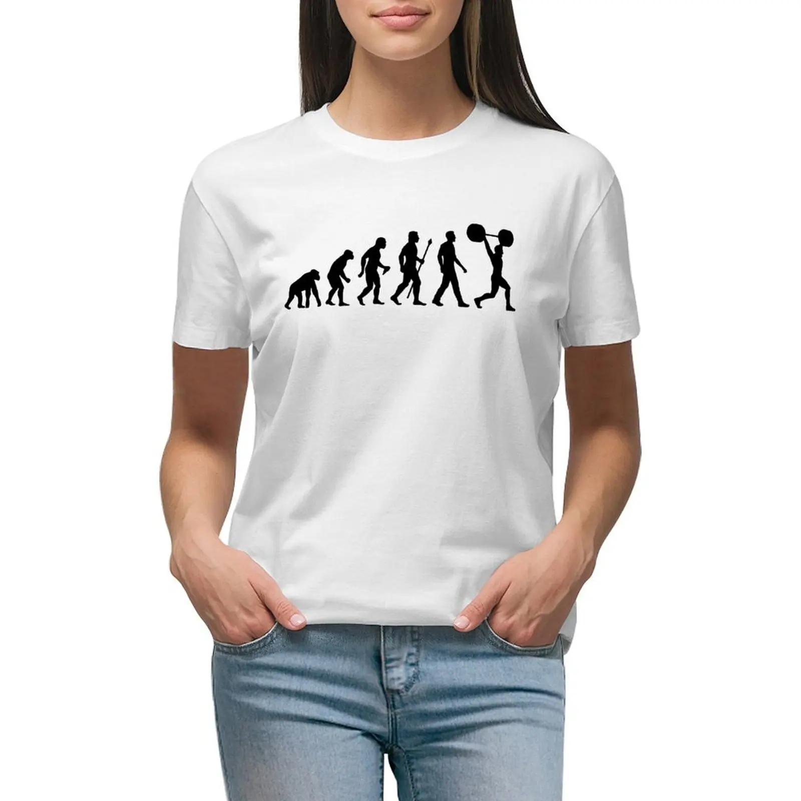 

Funny Weightlifting Evolution Shirt T-shirt oversized Blouse T-shirts for Women
