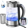 Intelligent Thermostatic Glass Electric Kettle 1.8L Household Boilng Water Multifunction 220V Automatic Power Off Insulation 5