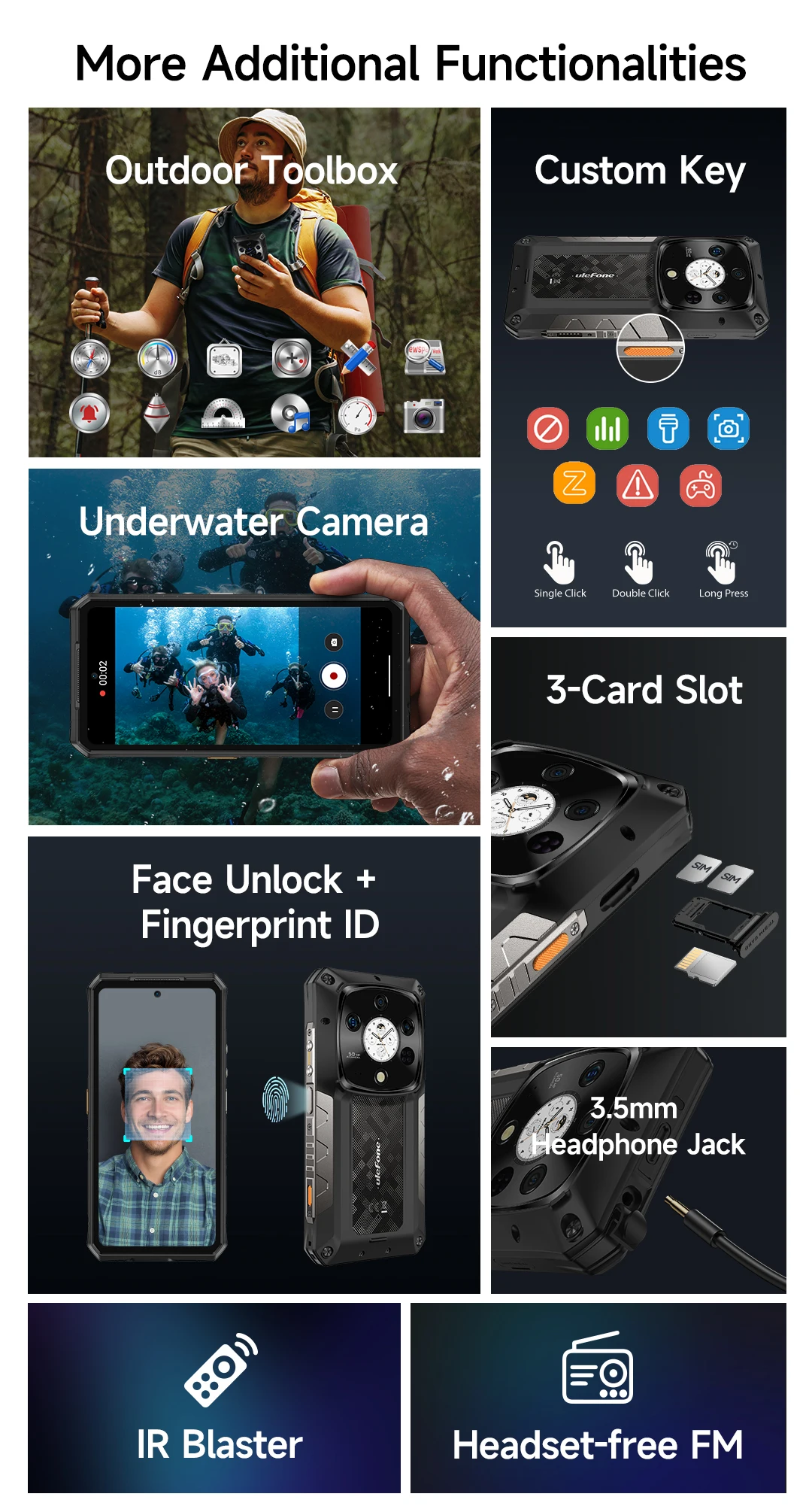 Ulefone Armor 28 Pro 5G AI Rugged Phone 512GB ROM Smartphone 120W MTK Dimensity 7300 10600mAh 6.67”AMOLED 64MP Mobile Phone