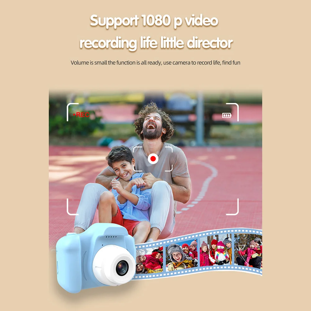 어린이 카메라, 1080P HD 2.0 인치 스크린 카메라, 32GB 메모리 카드, 파란색