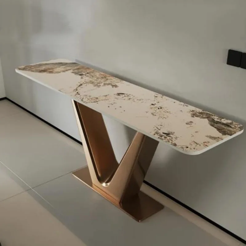 

Center Entrance Console Side Tables Light Luxury Living Room HallwayTable With Lamp Modern Slate Table Furniture Entrance Hall