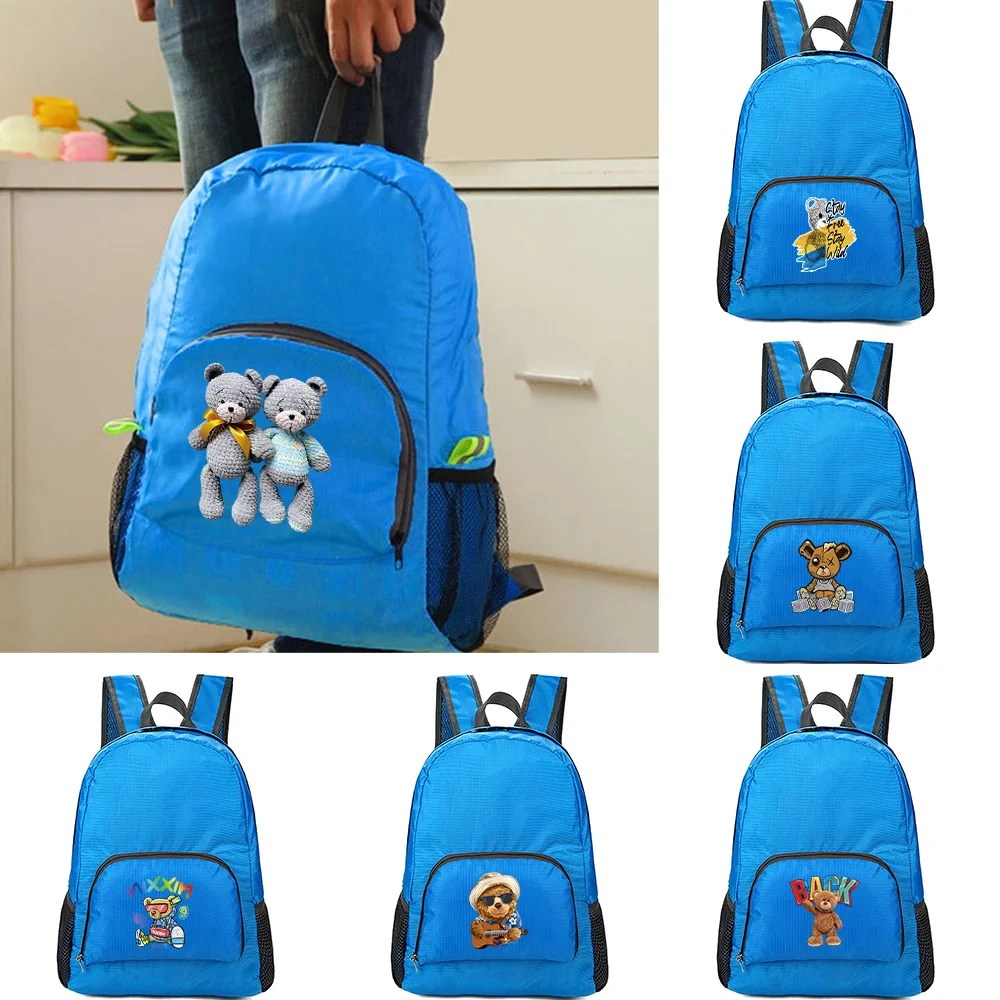 

Outdoor Travel Backpack Foldable Backpack for Men Women Lightweight Hiking Camping Running Rucksack Bear Print Organizer Daypack