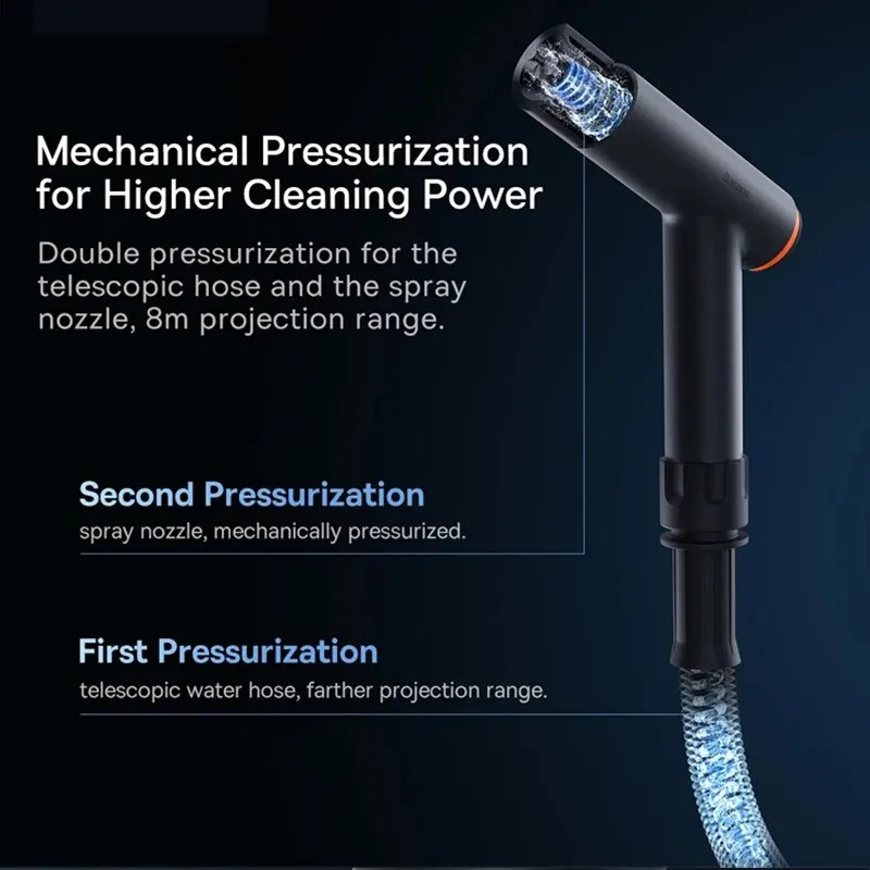 Baseus High Pressure Power Water Gun Jet Garden Washer Sprayer Watering Spray Garden Sprinkler for Cleaning Tool Home Washing 6