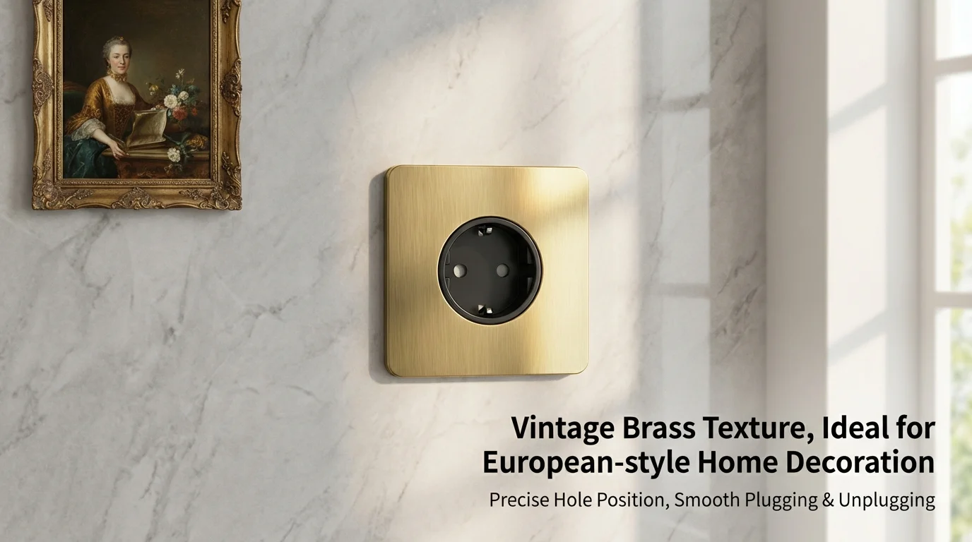 Wallpad EU Wall Socket Antique Brass Electrical Outlet Stainless Steel Panel German Schuko 4 Colors