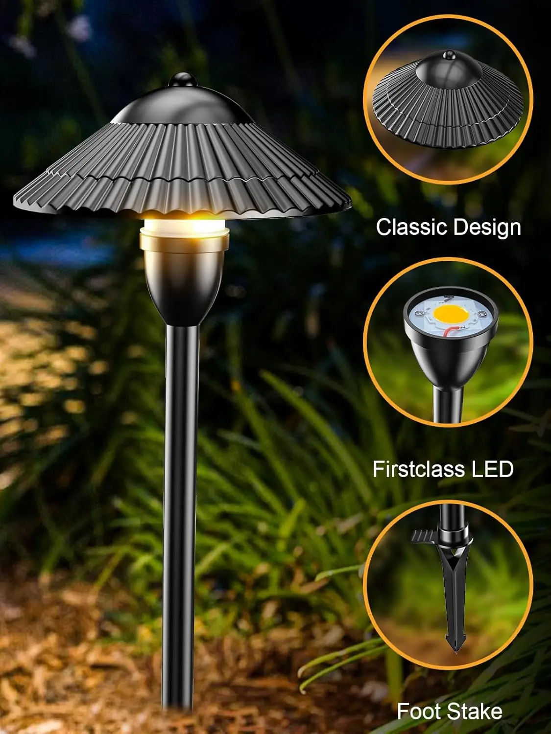 Low Voltage Landscape Pathway Lights, 5W Aluminum Outdoor LED Landscape Lighting, 12-24V 3000K Waterproof Wired Path Light for Y