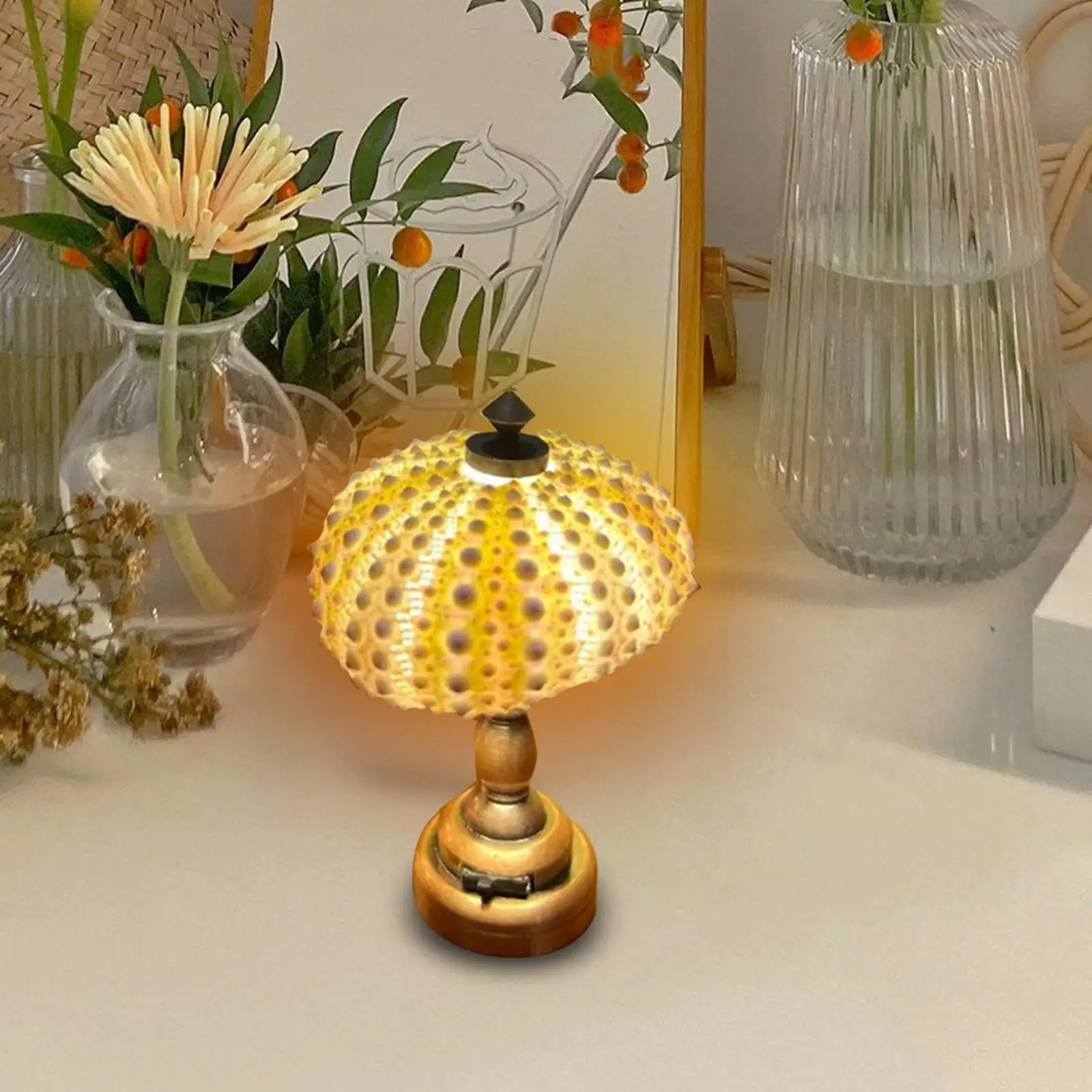 Sea Urchin Small Night Light Mini Bedside Lamp Decorative Metal Atmosphere Light