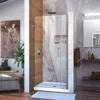 33-34 in. W x 72 in. H Frameless Hinged Shower Door in Brushed Nickel Shower Doors 1