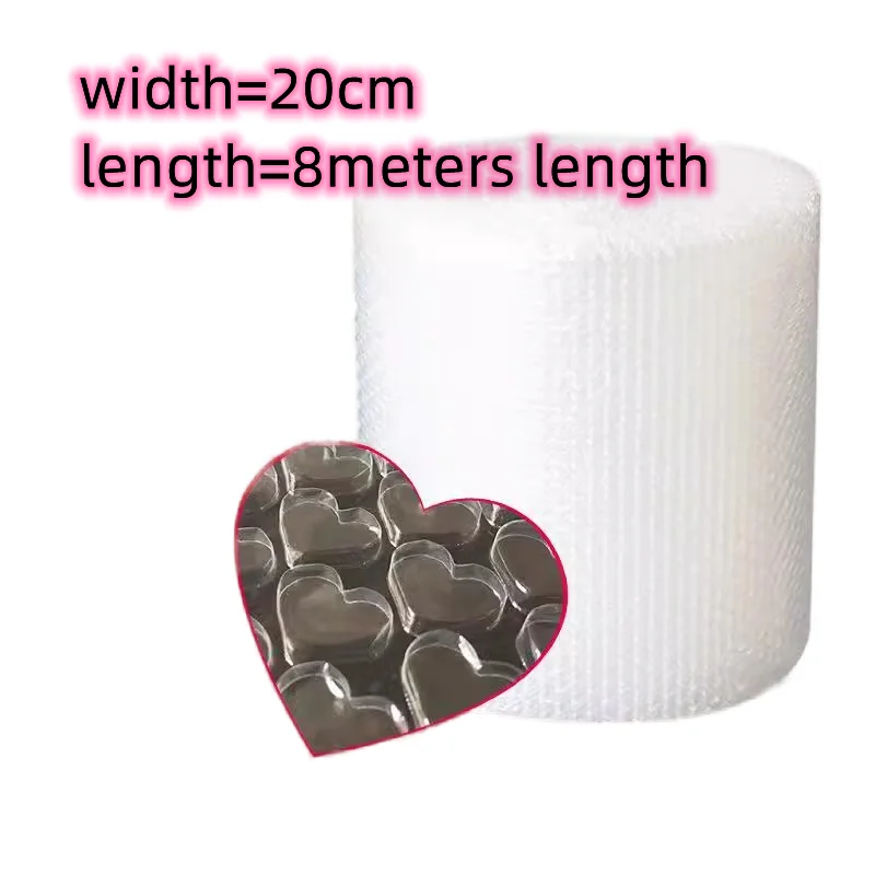 

20cmx8meters/roll Bubble Film for Bubble Wrap Clear Love Heart Packing Mailer Transparent Shockproof Shipping Supplies Wholesale