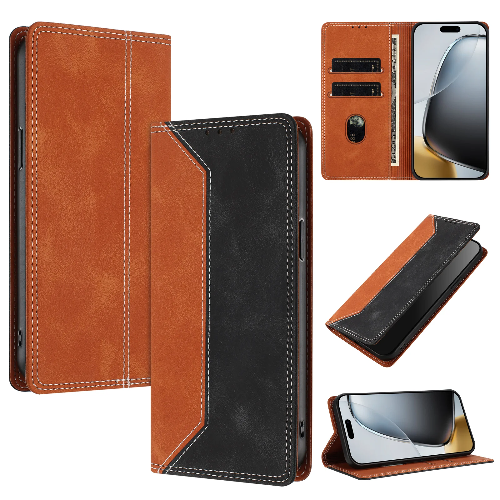 Luxury Solid Color Leather Magnetic Phone Case Cover - Enhanced Protection